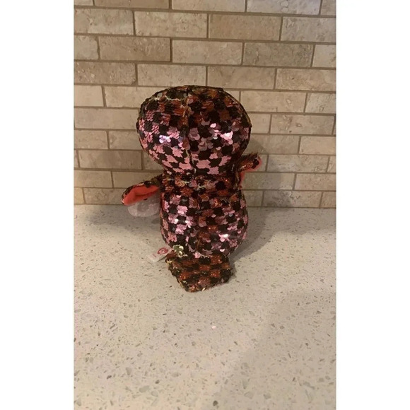 Ty Flippables Sequin Owl Checks Checkered pink and black - B18 - Picture 3 of 6